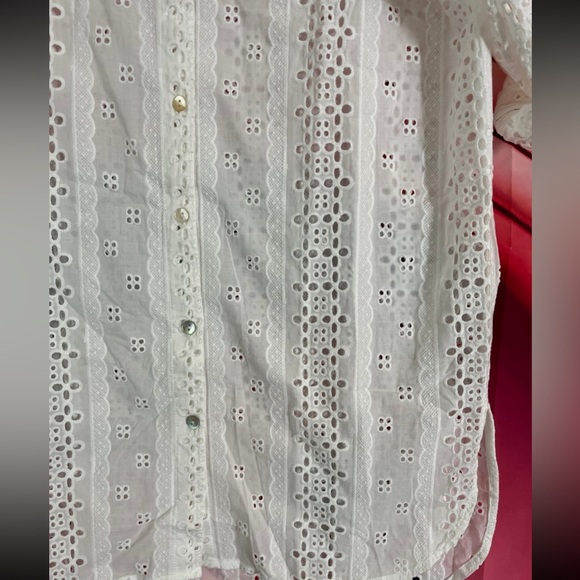 La Blanca Swim Suit Coverup NEW White Eyelet Button-Up Shirt - Picture 6 of 12